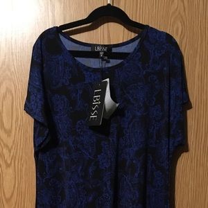 NWT LBisse Medium Midi Black and Blue Dress